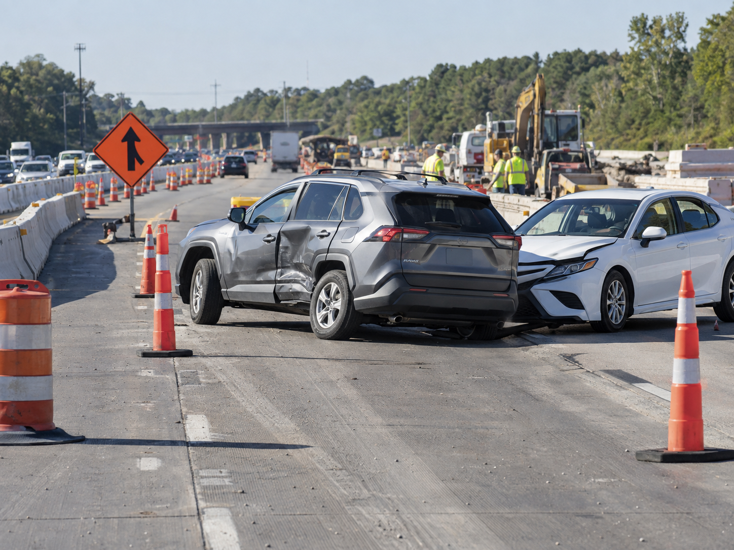 Two cars on the road collided in the accident