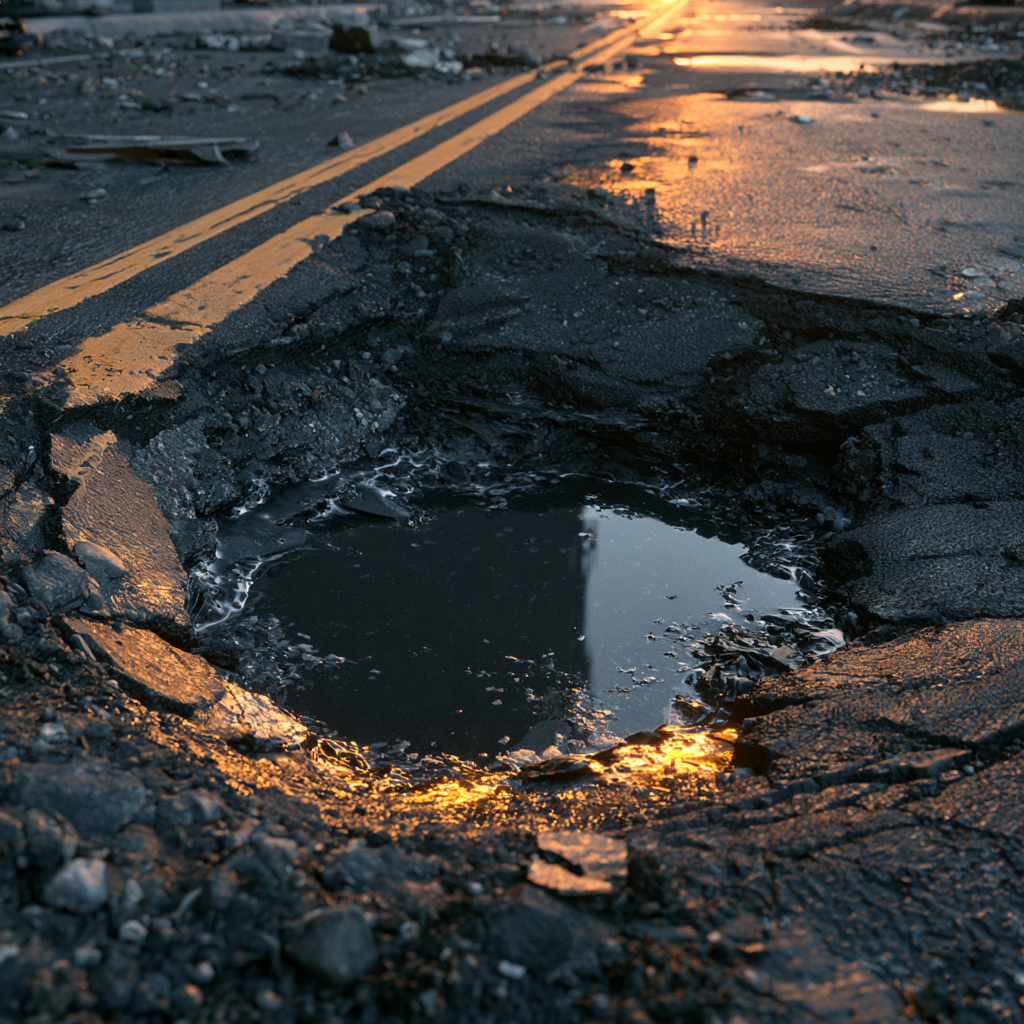pothole filled with water 