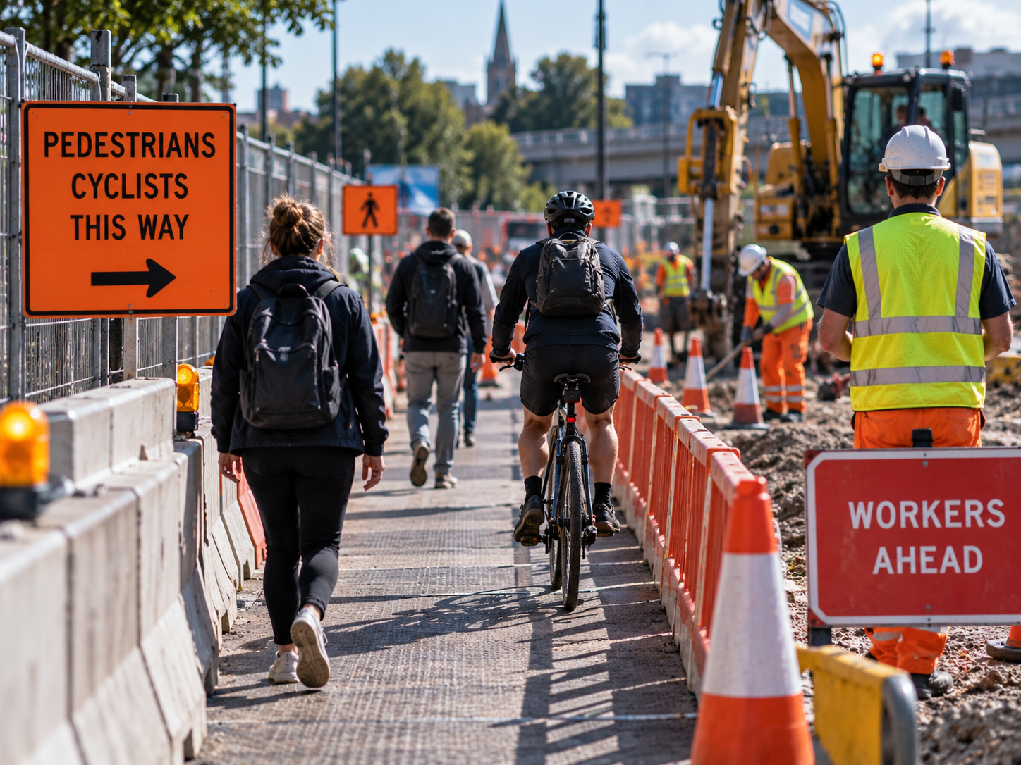 Pedestrians walking on the pedestrian pathway