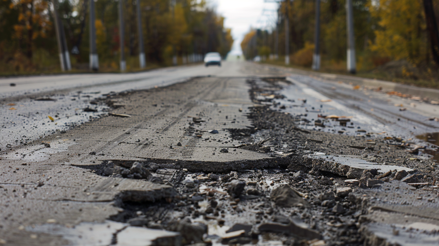 Damaged roadway